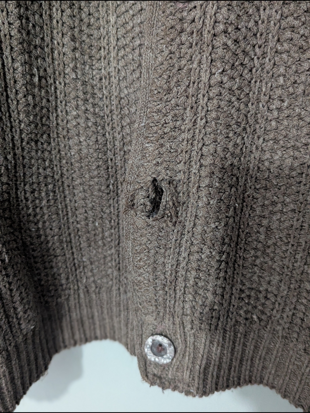 Grenadier Vintage Men's Brown Ribbed Knit Button-Front Grandpa Cardigan Sweater - Picture 5 of 10